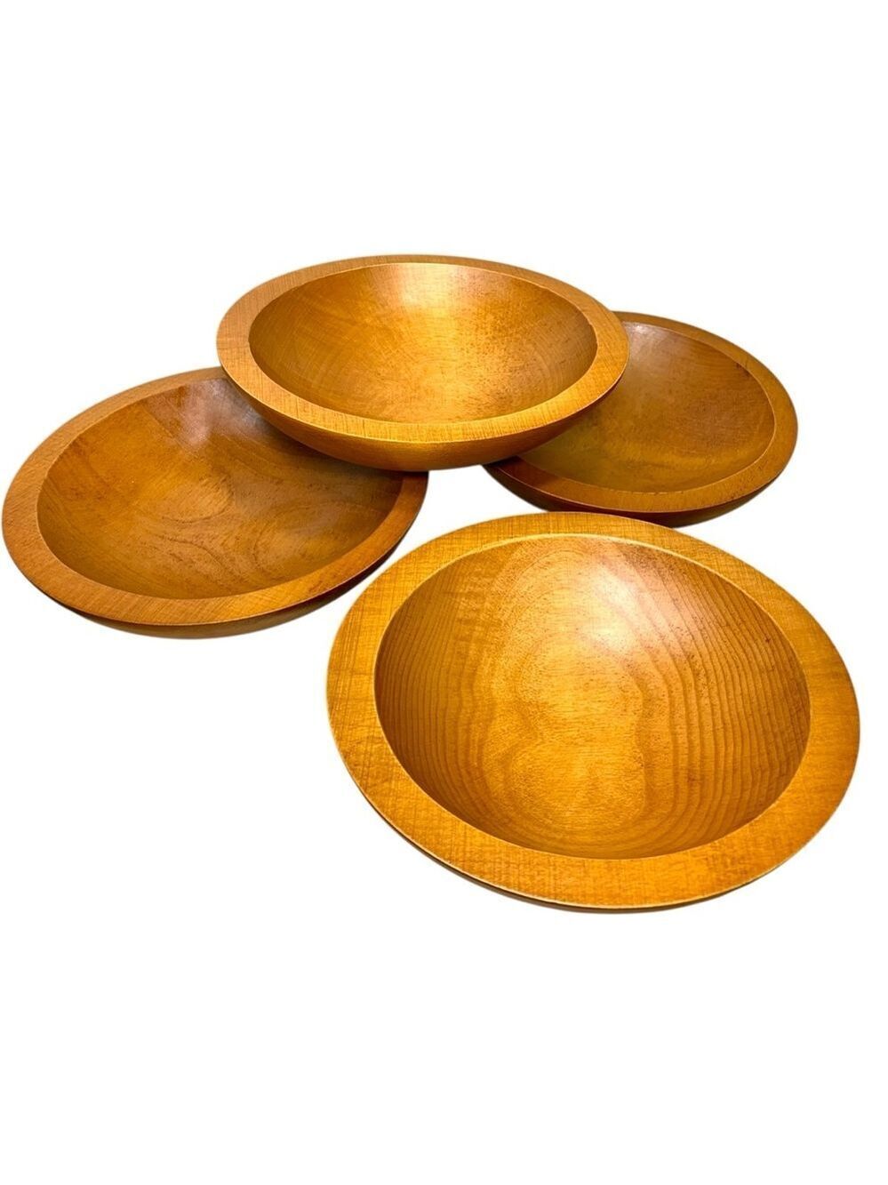 VTG 70s Baribocraft Small Oval Wood Serving Bowl Rustic Set 4 Handcrafted Canada